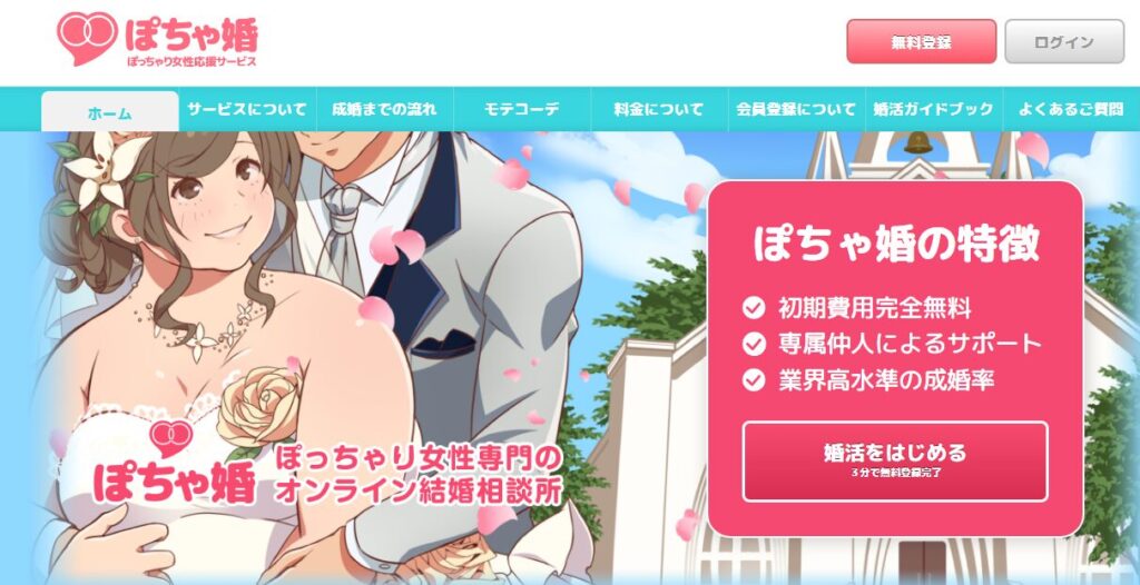 ぽちゃ婚の公式サイトトップページの画像